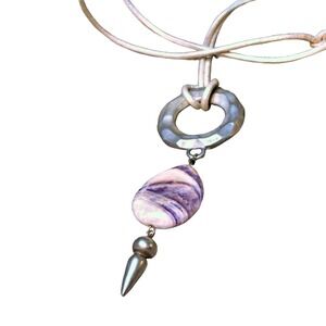 BoHo Artisan Banded Amethyst Necklace